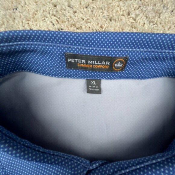 Peter Millar Summer Comfort Polo Shirt Mens XL Blue Dotted BIG SPRING Club KY - Picture 3 of 8